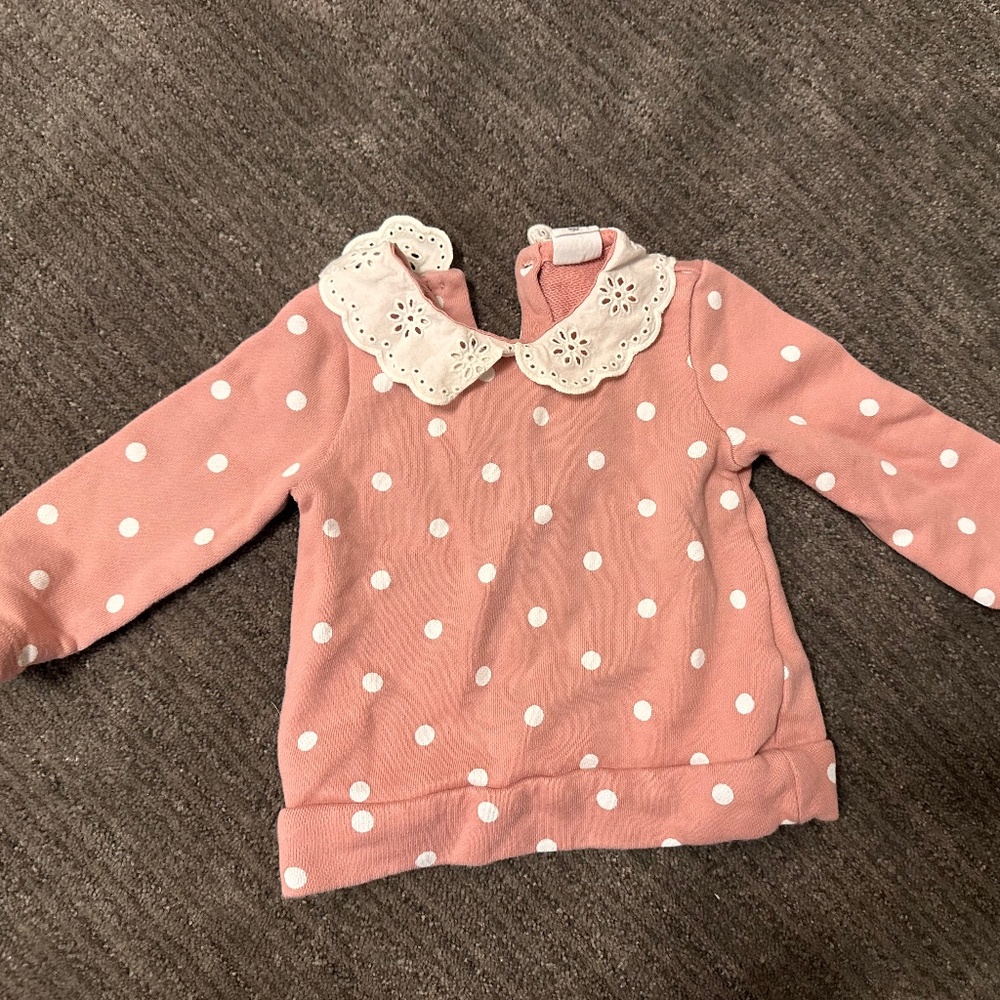 2 for $20 - Baby Gap Collared Sweatshirt Pink Polkadot Size 6-12M